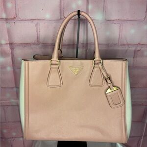Prada Blush Pink and Cream Tote Bag